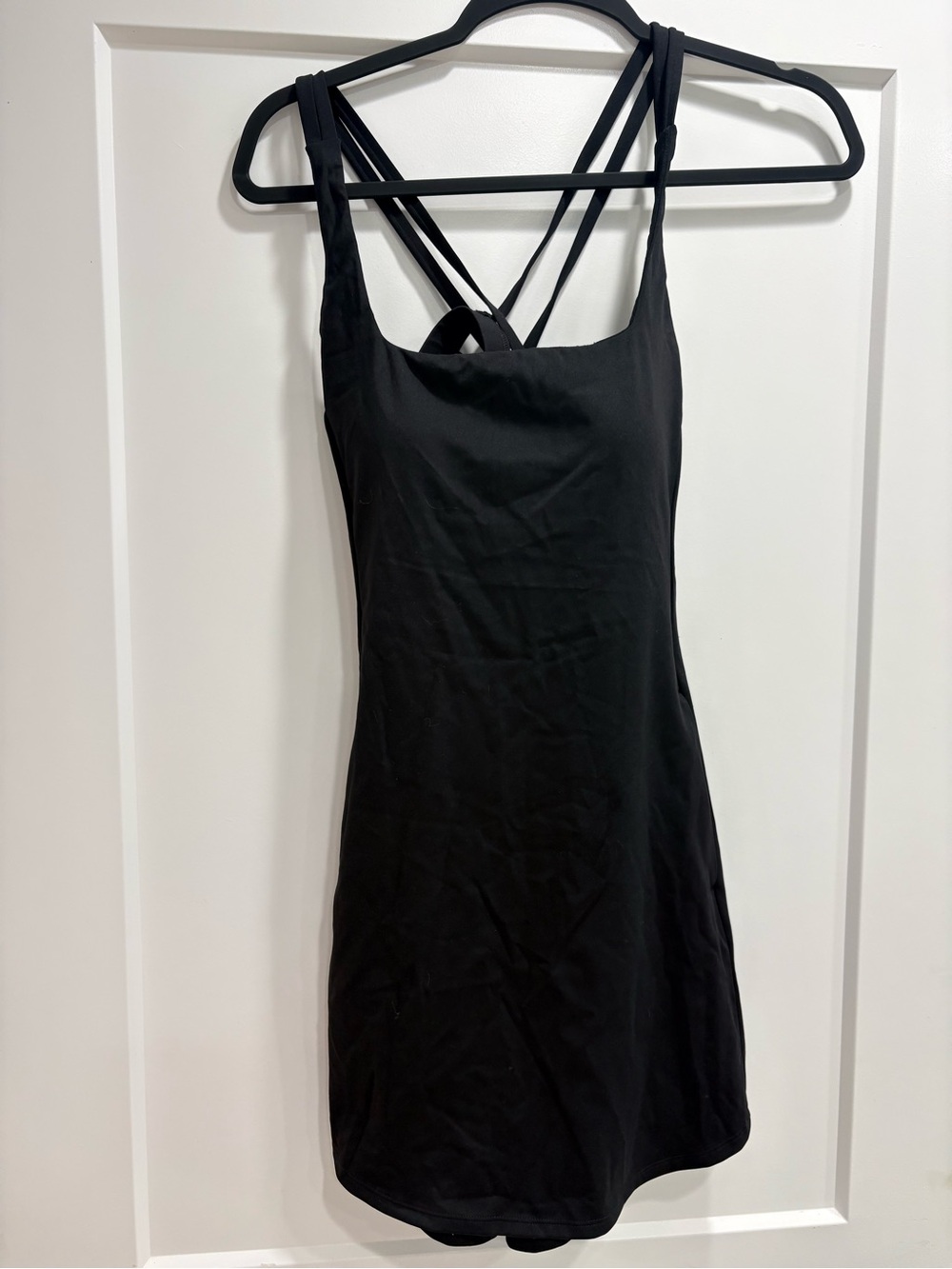 HALARA Black Mini Dress with Crisscross Straps
